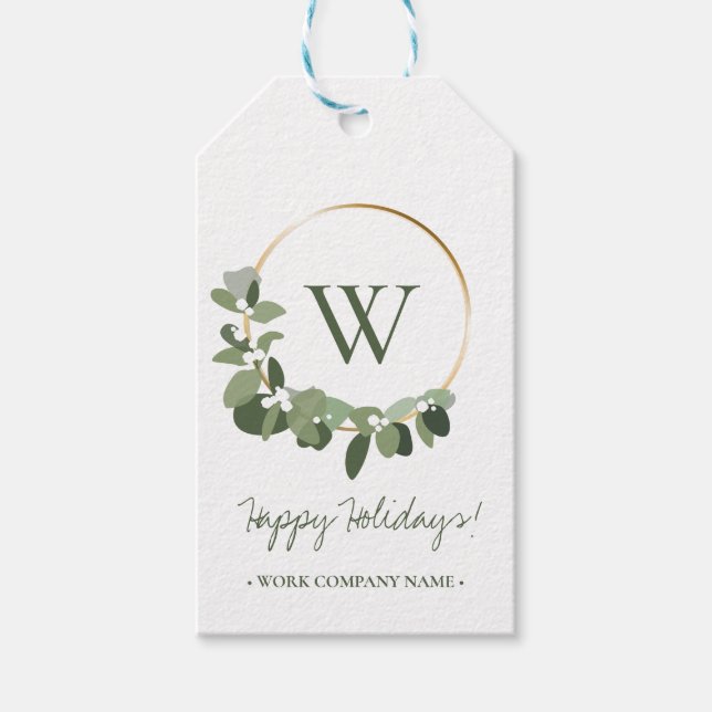 Simple Chic Custom Wreath Happy Feiertage Geschenk Geschenkanhänger (Vorderseite)