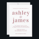 Simple Chic Dusty Rose Typografy Wedding Einladung<br><div class="desc">Einfache und schicke Hochzeitseinladung mit staubiger Rose, stilvoller, eleganter und moderner Typografie auf weißem Hintergrund. Fügen Sie einfach Ihre Hochzeitsdetails hinzu. Exklusiv für Sie entworfen von Happy Dolphin Studio. Wenn Sie Hilfe oder passende Produkte benötigen, kontaktieren Sie uns bitte unter happydolphinstudio@outlook.com. Wir helfen Ihnen gerne, Ihre Hochzeit zum schönsten Tag...</div>