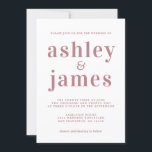 Simple Chic Dusty Rose Typografy Wedding Einladung<br><div class="desc">Einfache und schicke Hochzeitseinladung mit staubiger Rose, stilvoller, eleganter und moderner Typografie auf weißem Hintergrund. Fügen Sie einfach Ihre Hochzeitsdetails hinzu. Exklusiv für Sie entworfen von Happy Dolphin Studio. Wenn Sie Hilfe oder passende Produkte benötigen, kontaktieren Sie uns bitte unter happydolphinstudio@outlook.com. Wir helfen Ihnen gerne, Ihre Hochzeit zum schönsten Tag...</div>