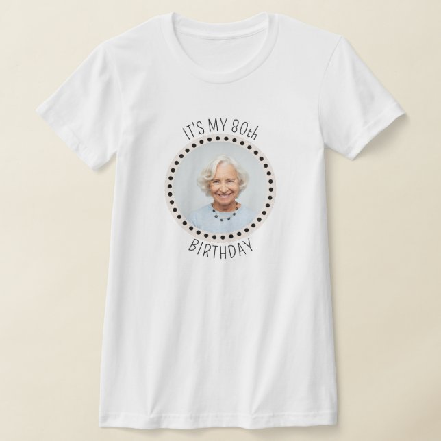 Simple Chic Editable Birthday Polka Dot Foto T-Shirt (Ablage )