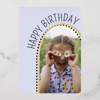 Simple Chic Kindergeburtstag Arched Foto Polka Dot Folieneinladung
