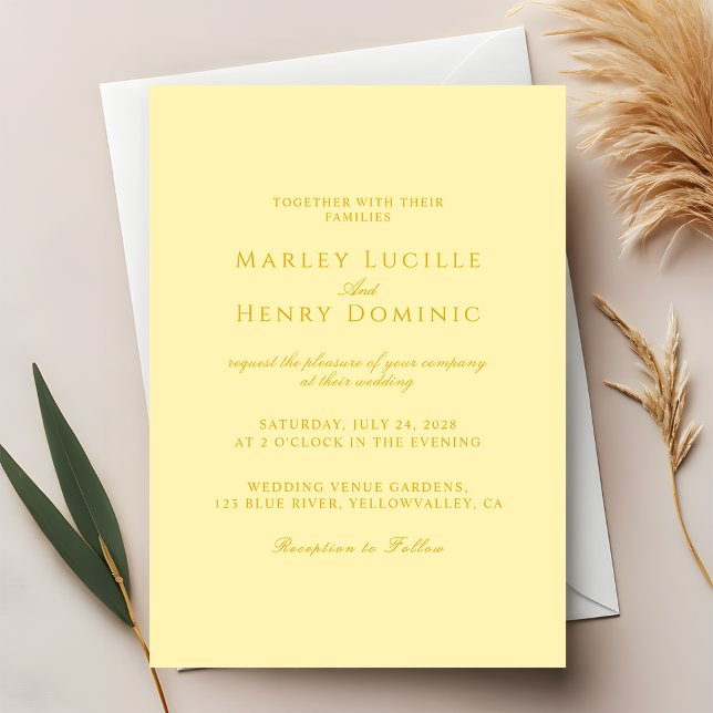 Simple Chic Modern Butter Yellow Wedding Einladung (Von Creator hochgeladen)