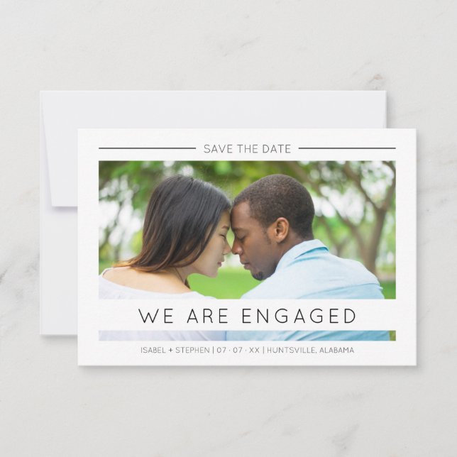 Simple Chic Modern Typography Script Photo Couple Save The Date (Vorderseite)