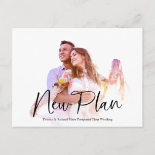 Simple Chic New Plan Wedding Postponed Postkarte