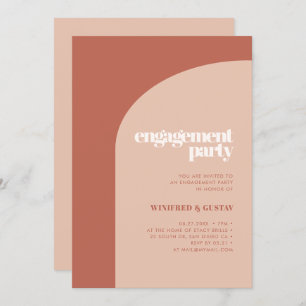 Simple chic peach terracotta arch engagement party einladung