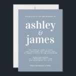 Simple Chic Typografie Dusty Blue Wedding Einladung<br><div class="desc">Einfache und schicke Hochzeitseinladung mit weißer stilvoller, eleganter und moderner Typografie auf staubblauem Hintergrund. Fügen Sie einfach Ihre Hochzeitsdetails hinzu. Exklusiv für Sie entworfen von Happy Dolphin Studio. Wenn Sie Hilfe oder passende Produkte benötigen, kontaktieren Sie uns bitte unter happydolphinstudio@outlook.com. Wir helfen Ihnen gerne, Ihre Hochzeit zum schönsten Tag zu...</div>