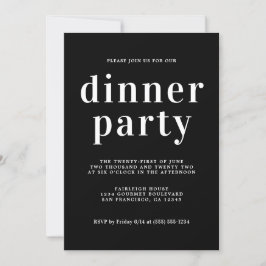 Simple Chic Typografy Black Dinner Party Einladung