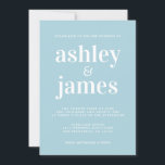 Simple Chic Typografy Blue Glow Wedding Einladung<br><div class="desc">Einfache und schicke Hochzeitseinladung mit weißer, stilvoller, eleganter und moderner Typografie auf blauem Hintergrund. Fügen Sie einfach Ihre Hochzeitsdetails hinzu. Exklusiv für Sie entworfen von Happy Dolphin Studio. Wenn Sie Hilfe oder passende Produkte benötigen, kontaktieren Sie uns bitte unter happydolphinstudio@outlook.com. Wir helfen Ihnen gerne, Ihre Hochzeit zum schönsten Tag zu...</div>