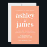 Simple Chic Typografy Cantaloupe Orange Wedding Einladung<br><div class="desc">Einfache und schicke Hochzeitseinladung mit weißer, stilvoller, eleganter und moderner Typografie auf kantaloupe-orangefarbenem Hintergrund. Fügen Sie einfach Ihre Hochzeitsdetails hinzu. Exklusiv für Sie entworfen von Happy Dolphin Studio. Wenn Sie Hilfe oder passende Produkte benötigen, kontaktieren Sie uns bitte unter happydolphinstudio@outlook.com. Wir helfen Ihnen gerne, Ihre Hochzeit zum schönsten Tag zu...</div>