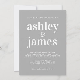 Simple Chic Typografy Light Gray Wedding Einladung