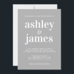 Simple Chic Typografy Light Gray Wedding Einladung<br><div class="desc">Einfache und schicke Hochzeitseinladung mit weißer stilvoller, eleganter und moderner Typografie auf hellgrauem Hintergrund. Fügen Sie einfach Ihre Hochzeitsdetails hinzu. Exklusiv für Sie entworfen von Happy Dolphin Studio. Wenn Sie Hilfe oder passende Produkte benötigen, kontaktieren Sie uns bitte unter happydolphinstudio@outlook.com. Wir helfen Ihnen gerne, Ihre Hochzeit zum schönsten Tag zu...</div>