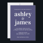 Simple Chic Typografy Navy Blue Wedding Einladung<br><div class="desc">Einfache und schicke Hochzeitseinladung mit weißer stilvoller, eleganter und moderner Typografie auf marineblau-blauem Hintergrund. Fügen Sie einfach Ihre Hochzeitsdetails hinzu. Exklusiv für Sie entworfen von Happy Dolphin Studio. Wenn Sie Hilfe oder passende Produkte benötigen, kontaktieren Sie uns bitte unter happydolphinstudio@outlook.com. Wir helfen Ihnen gerne, Ihre Hochzeit zum schönsten Tag zu...</div>