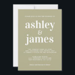 Simple Chic Typografy Sage Green Wedding Einladung<br><div class="desc">Einfache und schicke Hochzeitseinladung mit weißer, stilvoller, eleganter und moderner Typografie auf einem schlauen grünen Hintergrund. Fügen Sie einfach Ihre Hochzeitsdetails hinzu. Exklusiv für Sie entworfen von Happy Dolphin Studio. Wenn Sie Hilfe oder passende Produkte benötigen, kontaktieren Sie uns bitte unter happydolphinstudio@outlook.com. Wir helfen Ihnen gerne, Ihre Hochzeit zum schönsten...</div>