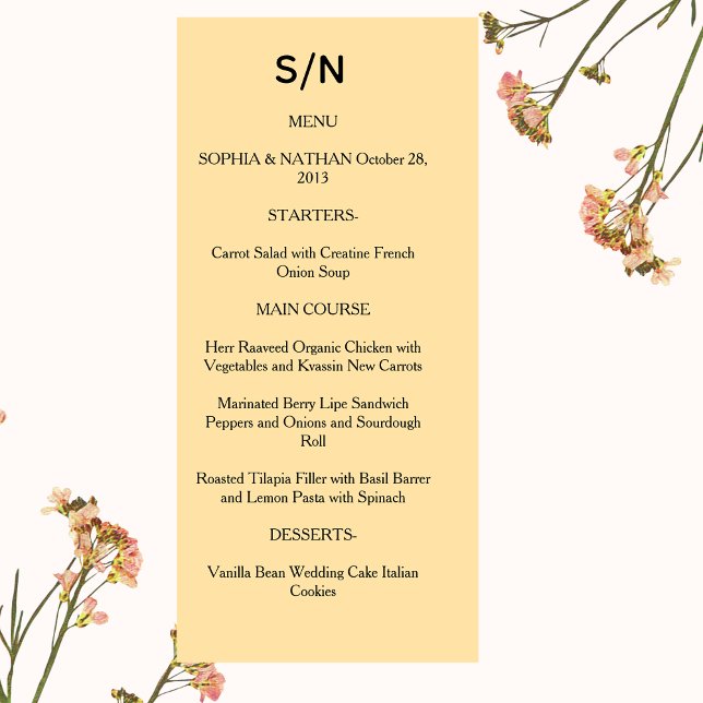 Simple Chic Wedding Menu Card | Custom Minimalist  (Von Creator hochgeladen)
