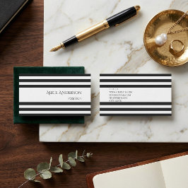 Simple Chick Black White Stripes Geometric  Visitenkarte