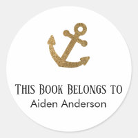 Simple Child Baby Gold Glitzer Anchor Buchzeichen