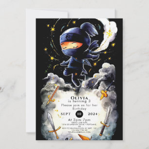 Simple Children Ninja Birthday Einladung