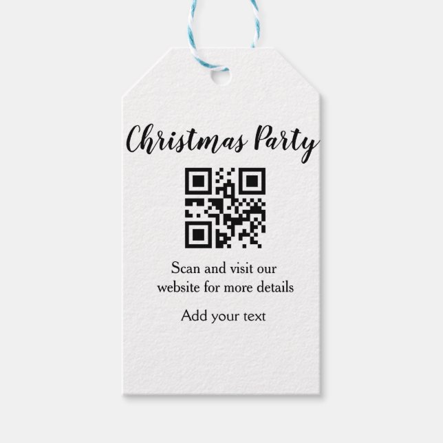 Simple christmas party website barcode QR add name Geschenkanhänger (Vorderseite)