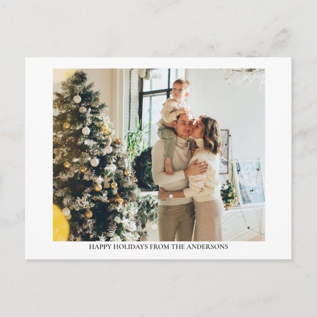 Simple Christmas Photo Holiday Message   Postcard Feiertagspostkarte (Vorderseite)