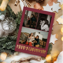 Simple Christmas Red Vertical 3 Foto | Gold Folien Feiertagskarte