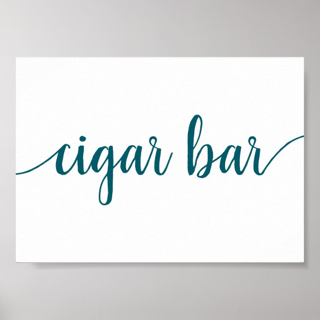 Simple Cigar Bar | Aquamarines Aqua Any Event Sign Poster (Vorne)