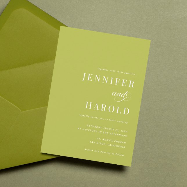 Simple Citrus Green Minimalist All in One Wedding Einladung (Von Creator hochgeladen)