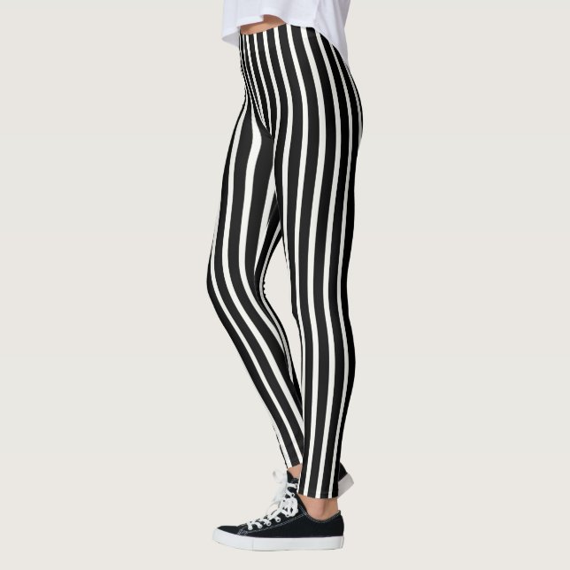  Simple Classic Black and White Vertical Striped Leggings (Links)