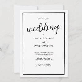 Simple Classic Black and White Wedding Invitation Einladung