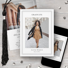 Simple Classic Border 2 Photo Elegant Graduation Ankündigung