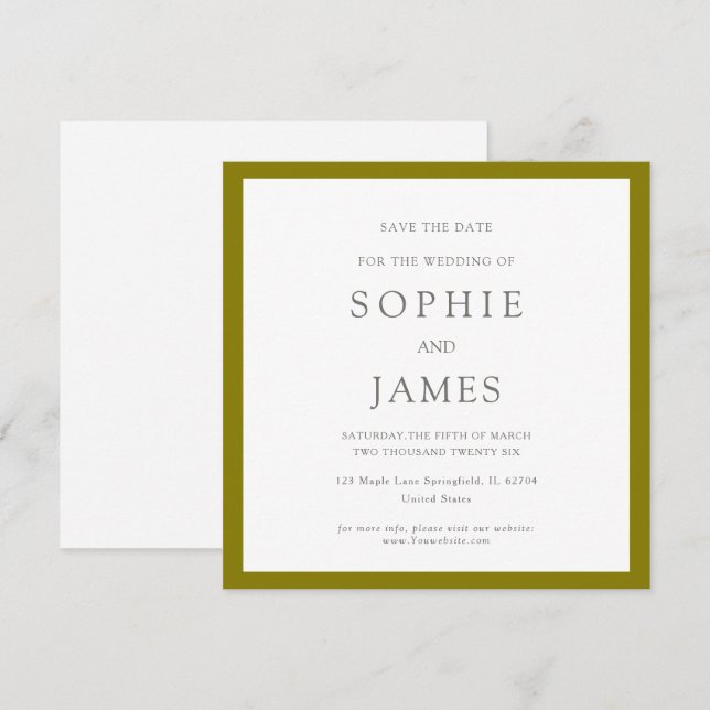 Simple classic chic color save the date  Wedding (Vorne/Hinten)