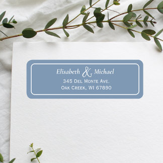 Simple Classic Dusty Blue Wedding Rücksendeadresse
