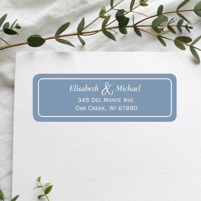 Simple Classic Dusty Blue Wedding Rücksendeadresse (Personalize the label to match your unique wedding style leaving a lasting impression on your guests)