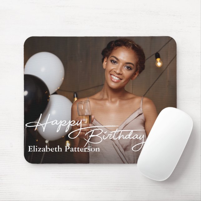 Simple Classic Happy Birthday Foto Mousepad (Mit Mouse)
