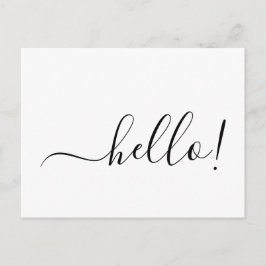 Simple Classic Hello Postcard with Clean White Des Postkarte