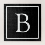 Simple Classic Monogram | Black w/ White Text Puzzle<br><div class="desc">Minimal and classy.</div>