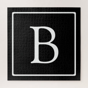 Simple Classic Monogram   Black w/ White Text Puzzle