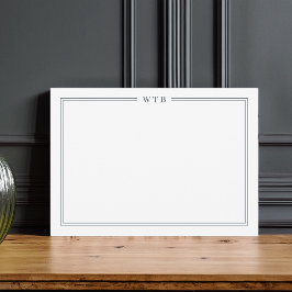 Simple Classic Navy Blue 3-Initial Monogram Mitteilungskarte