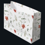 Simple Classic Poinsettia Berry Greenerity Weihnac Große Geschenktüte<br><div class="desc">Sie suchen eine moderne und einfache Geschenktasche, die festlich und stilvoll zugleich ist? Schauen Sie sich nur unsere einfache klassische Poinsettia Berry Greenery Watercolor Weihnachtscreme Große Geschenktasche an! Diese schöne Tasche ist handbemalt mit festlichen Poinsettien und Winter botanischen Grün in einem Aquarellmuster. Das Muster ist schön und würde jedes Geschenk...</div>