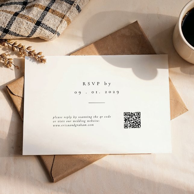 Simple Classic QR Code Wedding RSVP Card (Von Creator hochgeladen)