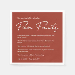 SImple Classic Terra Cotta Wedding Fun Fakten Serviette