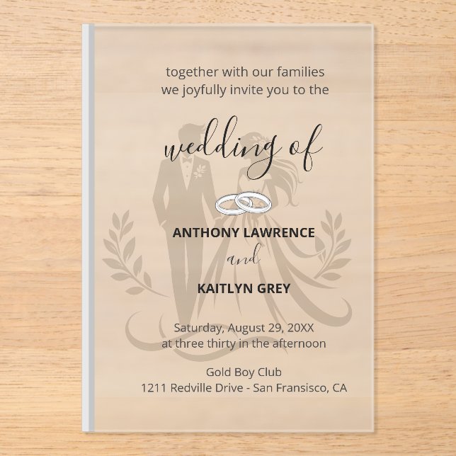 Simple Classic Wedding Invitation – Customizable Acryleinladungen (Vorderseite)