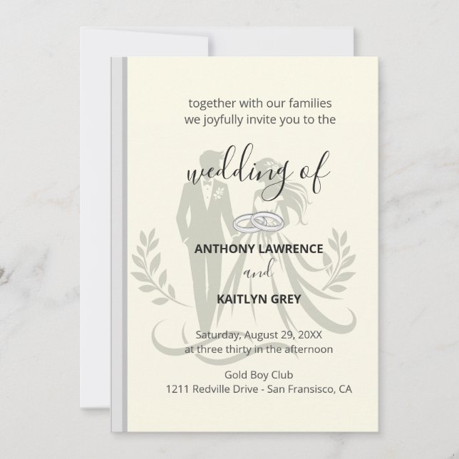 Simple Classic Wedding Invitation – Customizable Einladung (Vorderseite)