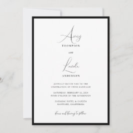 Simple Classy Black & White Border Wedding QR Code Einladung