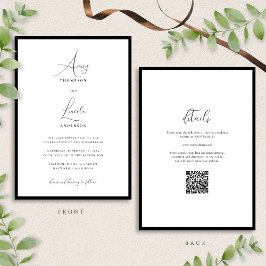 Simple Classy Black & White Border Wedding QR Code Einladung