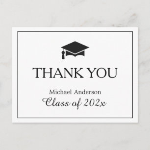 Simple Classy Black White Graduation Thank You Postkarte
