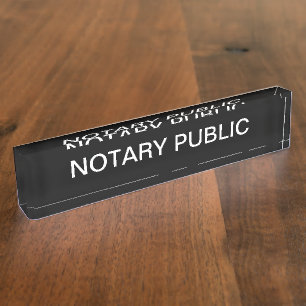 Simple Classy Notary Public Acryllic Desk Namplate Namensplakette