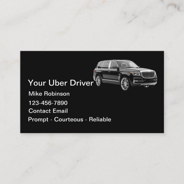 Simple Classy Uber Driver Ride Hailing Visitenkarte (Vorderseite)