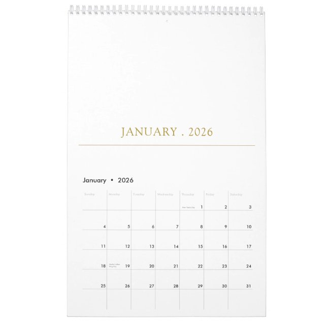 Simple Clean Typography Design Kalender (Jan 2026)