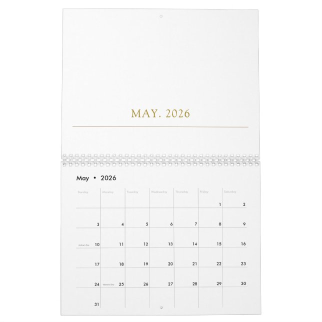 Simple Clean Typography Design Kalender (Mai 2026)