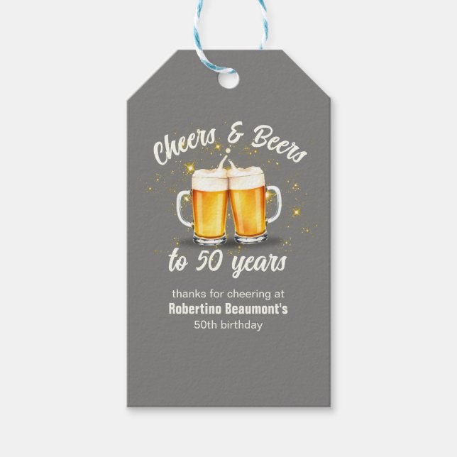 Simple Clinging Glasses Cheers Beers to 50 Years Geschenkanhänger (Vorderseite)